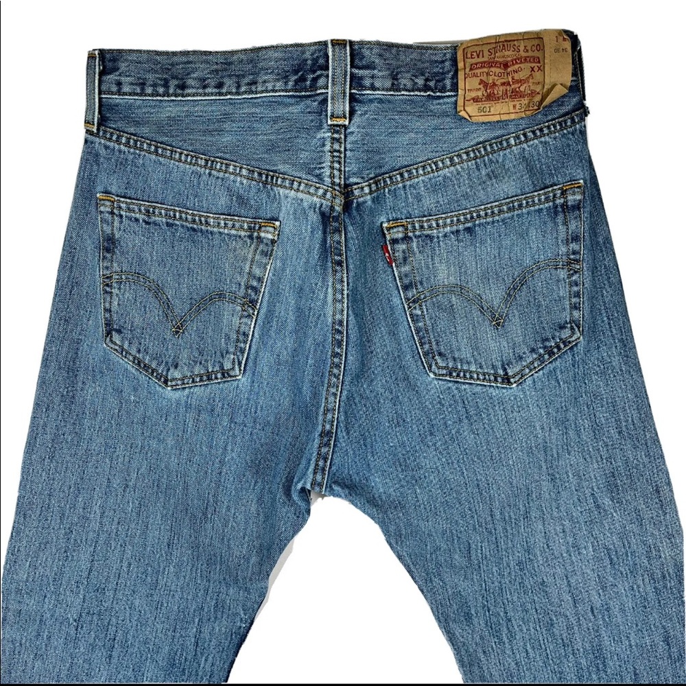 Levi's | Mens 34x30 | Original 501 Straight Leg Button Fly‎ Blue Denim Jeans - Picture 5 of 12